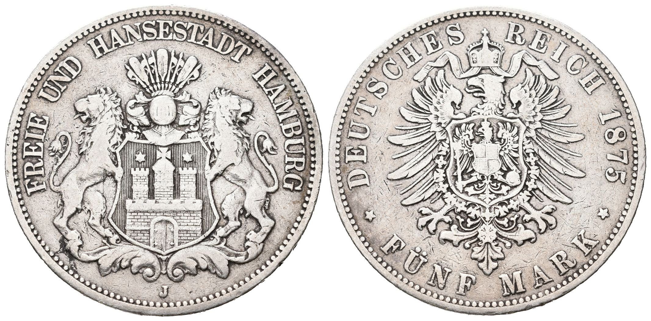 Hamburg, 5 Marka 1875 J