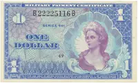 USA, vojenské vydání MPC, 1 Dollar (1968), P.M68