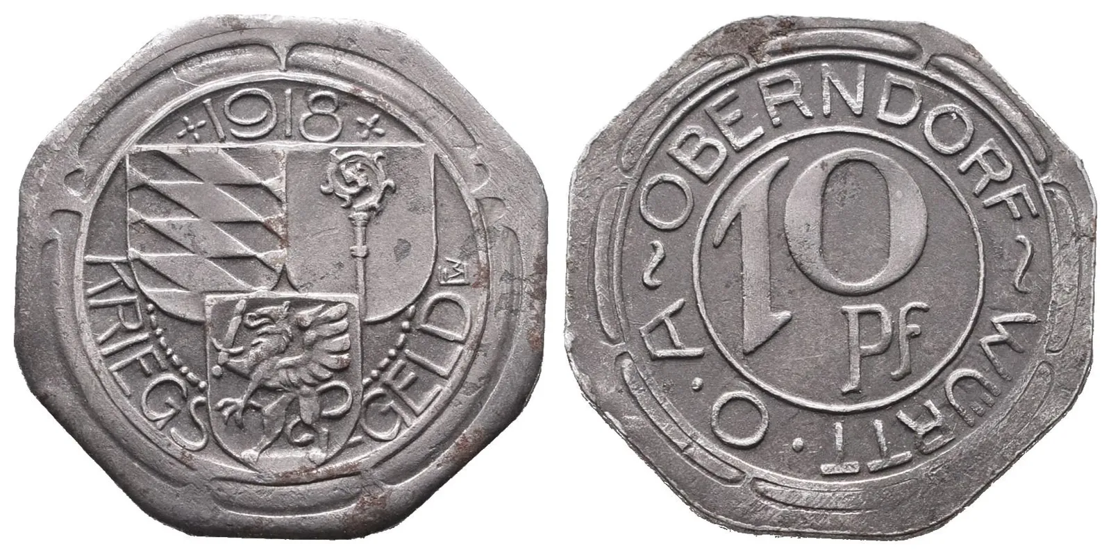 Nouzové ražby, 10 Pfennig 1918 - Oberndorf
