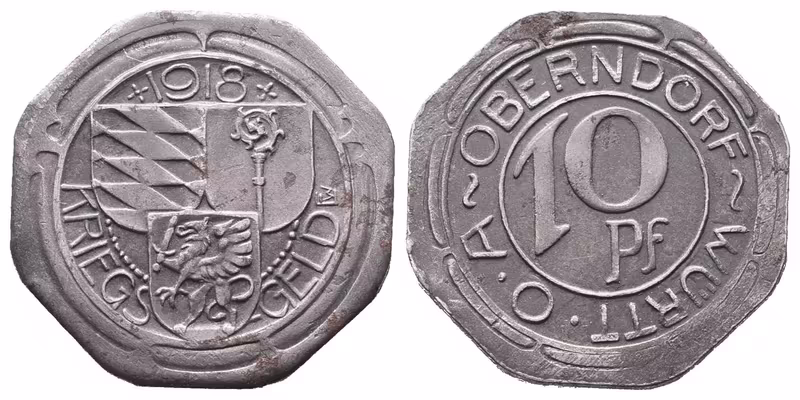 Nouzové ražby, 10 Pfennig 1918 - Oberndorf