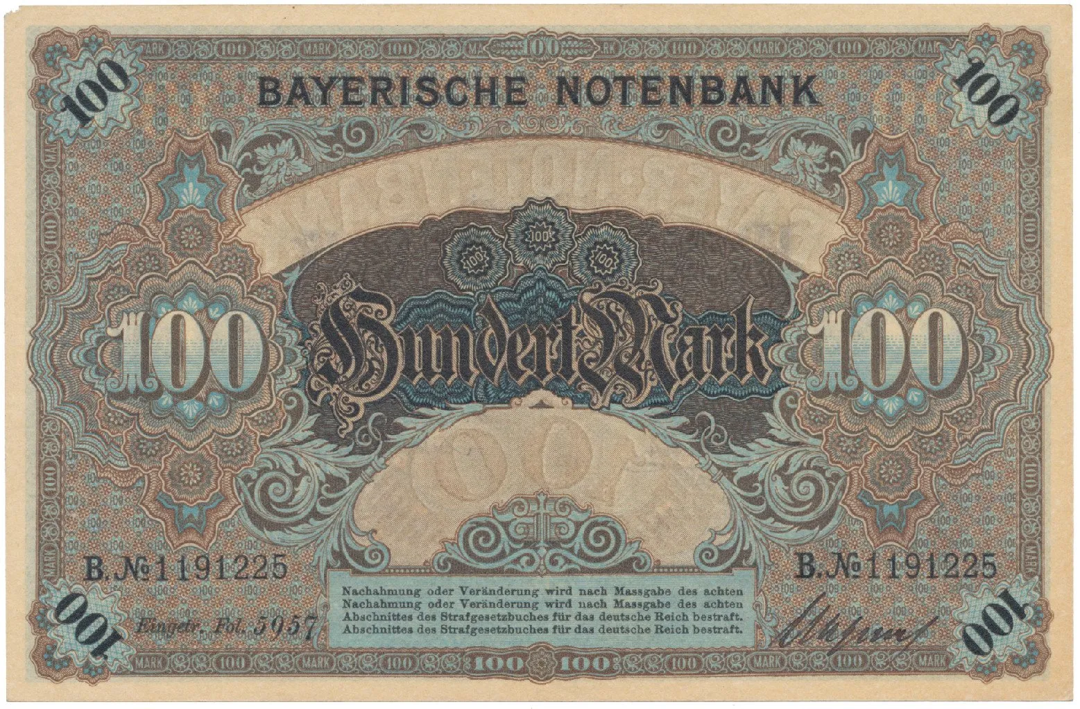 Německo, Bayern, 100 Mark 1900, Ros.BAY3