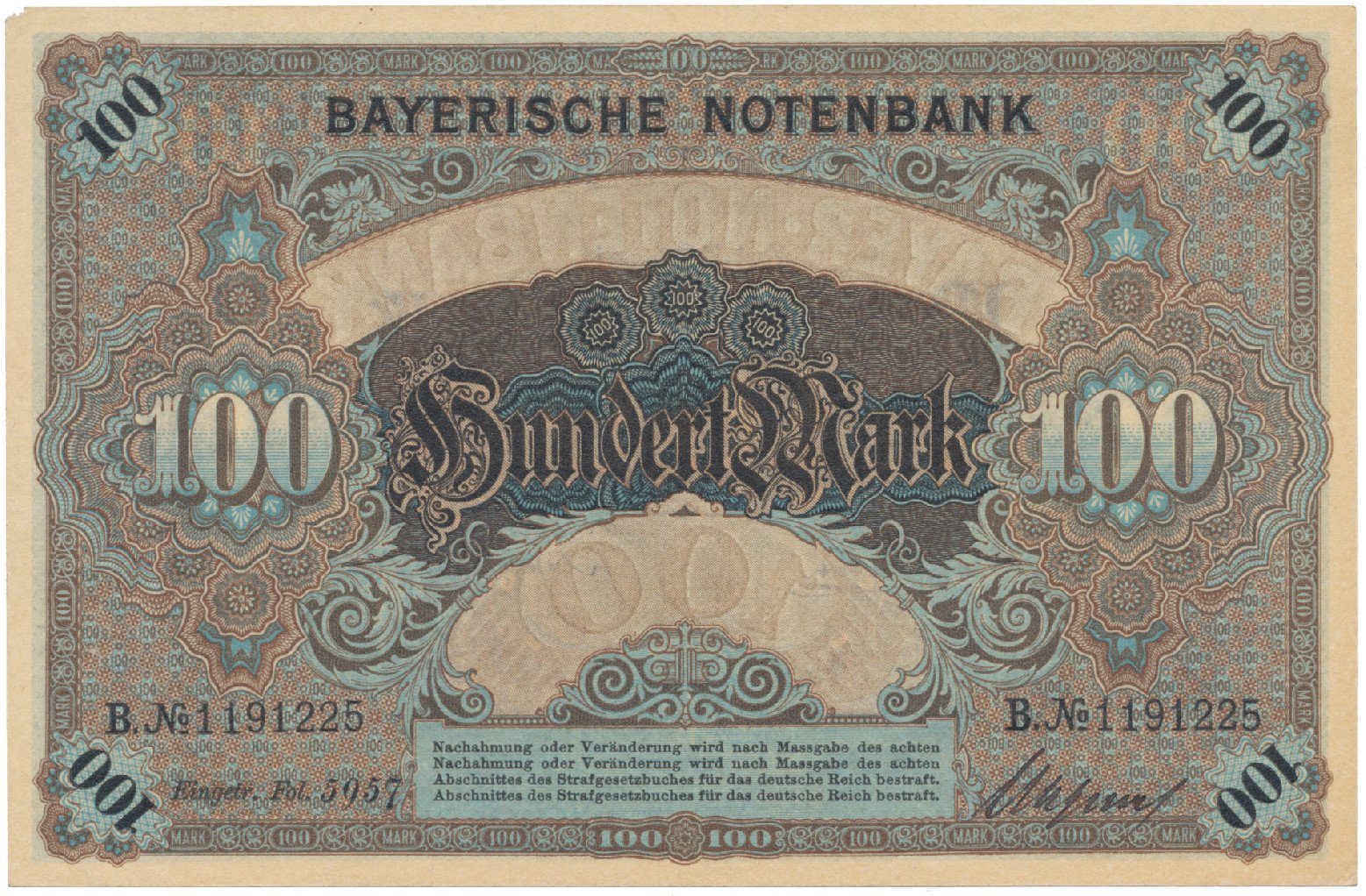 Německo, Bayern, 100 Mark 1900, Ros.BAY3