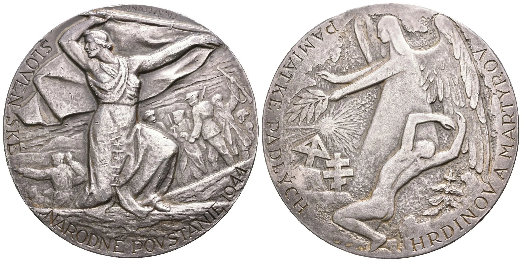 AR Medaile b.l. - Památce padlým hrdinům ve Slovenském národním povstání, Ag 0,987, 70 mm — 1
