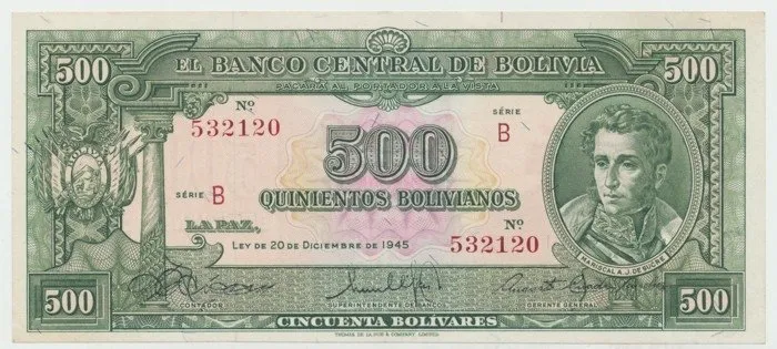 Bolívie, 500 Bolivianos 1945, P.143