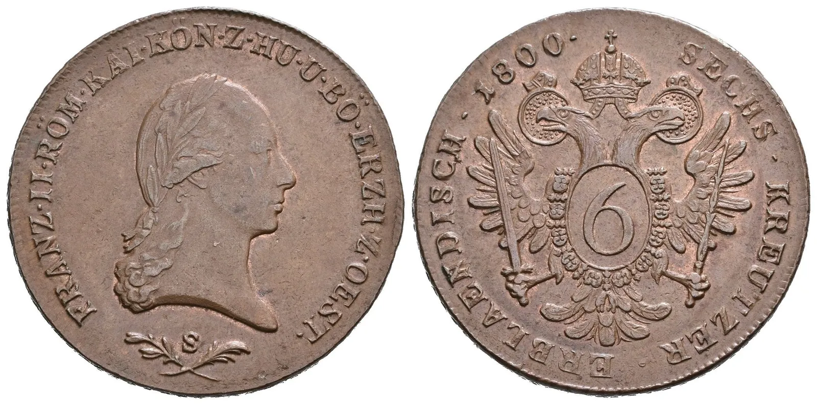 6 Krejcar 1800 S, Smolník, Husz.2021, krásná zachovalost, patina, zbytky lesku — 1
