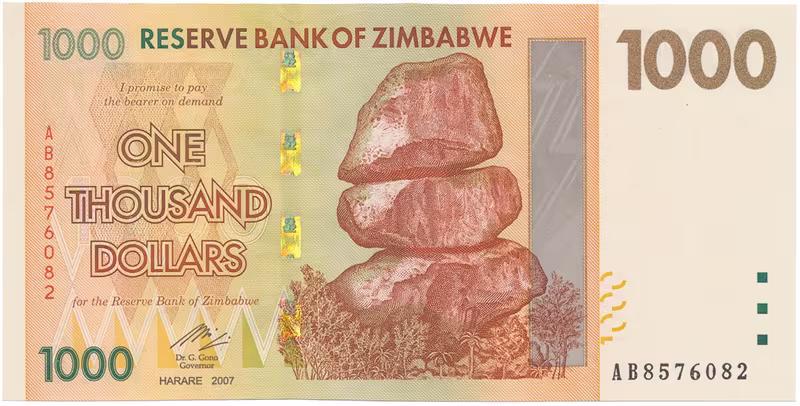 Zimbabwe, 1000 Dollars 2007, P.71
