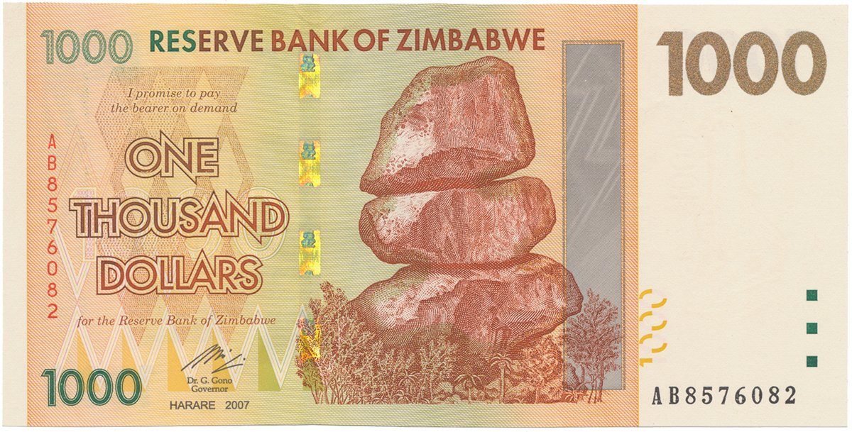 Zimbabwe, 1000 Dollars 2007, P.71