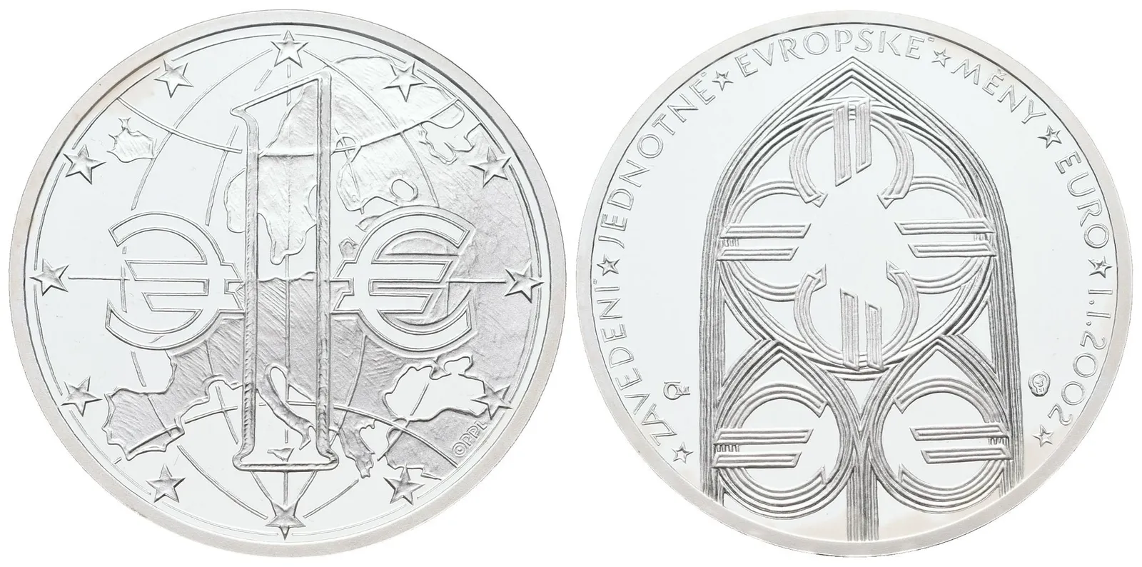 AR Medaile 2002 - Zavedení jednotné měny EURO, Ag 0,9999, 35 mm (16 g)