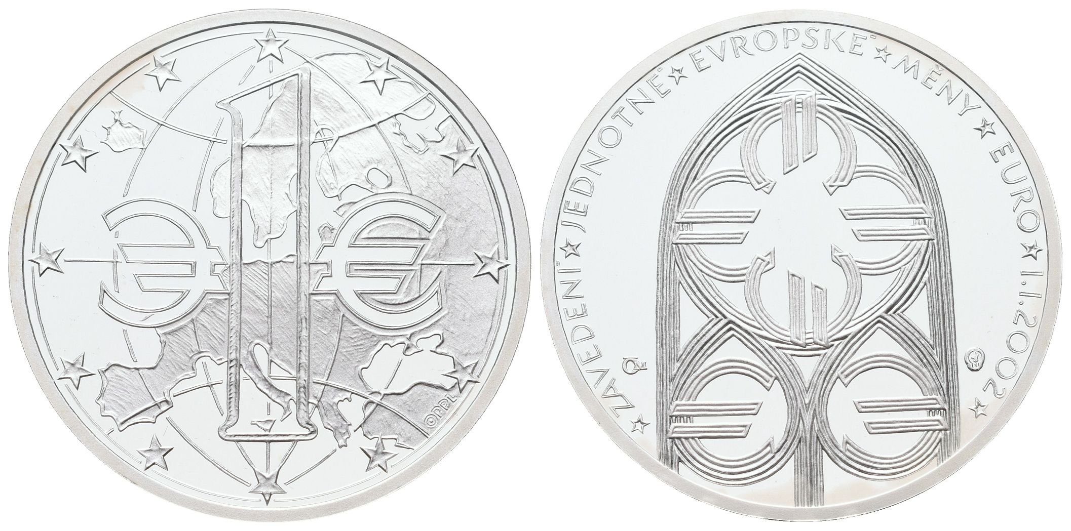 AR Medaile 2002 - Zavedení jednotné měny EURO, Ag 0,9999, 35 mm (16 g)