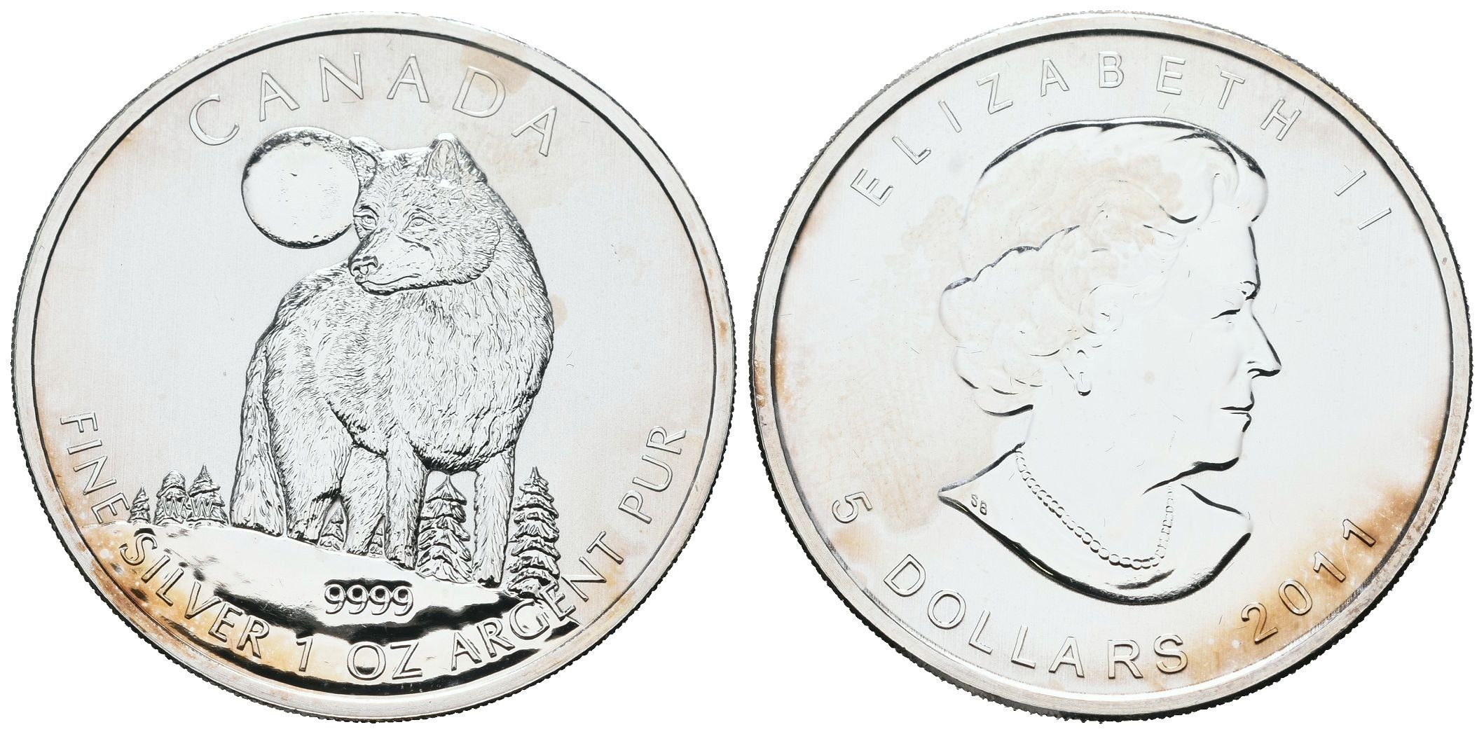 Kanada, 5 Dollars 2011 - Vlk