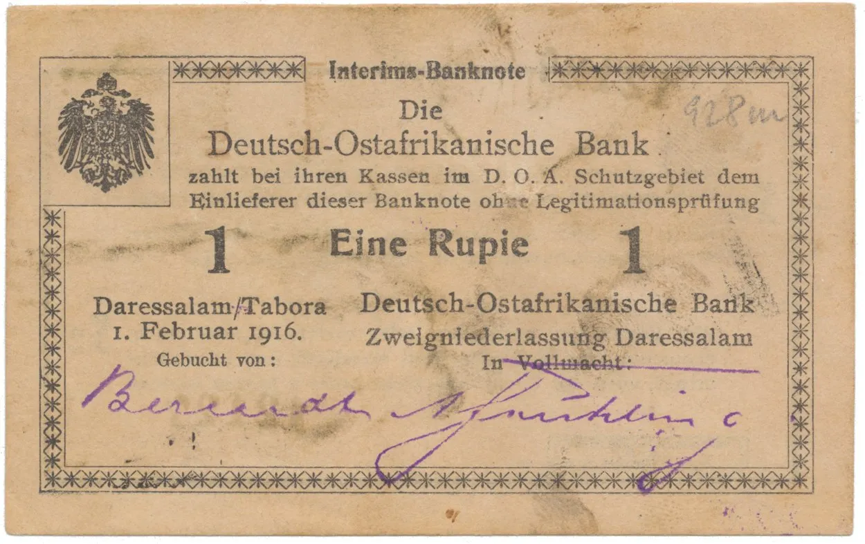 Německá Východní Afrika, 1 Rupie 1. 2. 1916, série S2, R.928m
