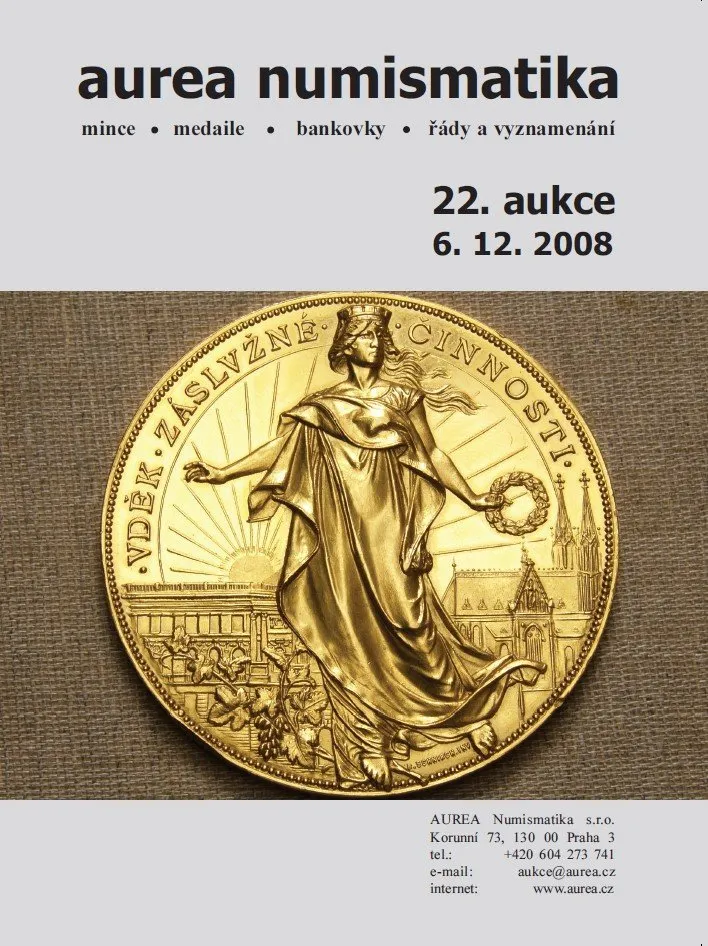 22. Aukce - mince • medaile • bankovky • řády a vyznamenání