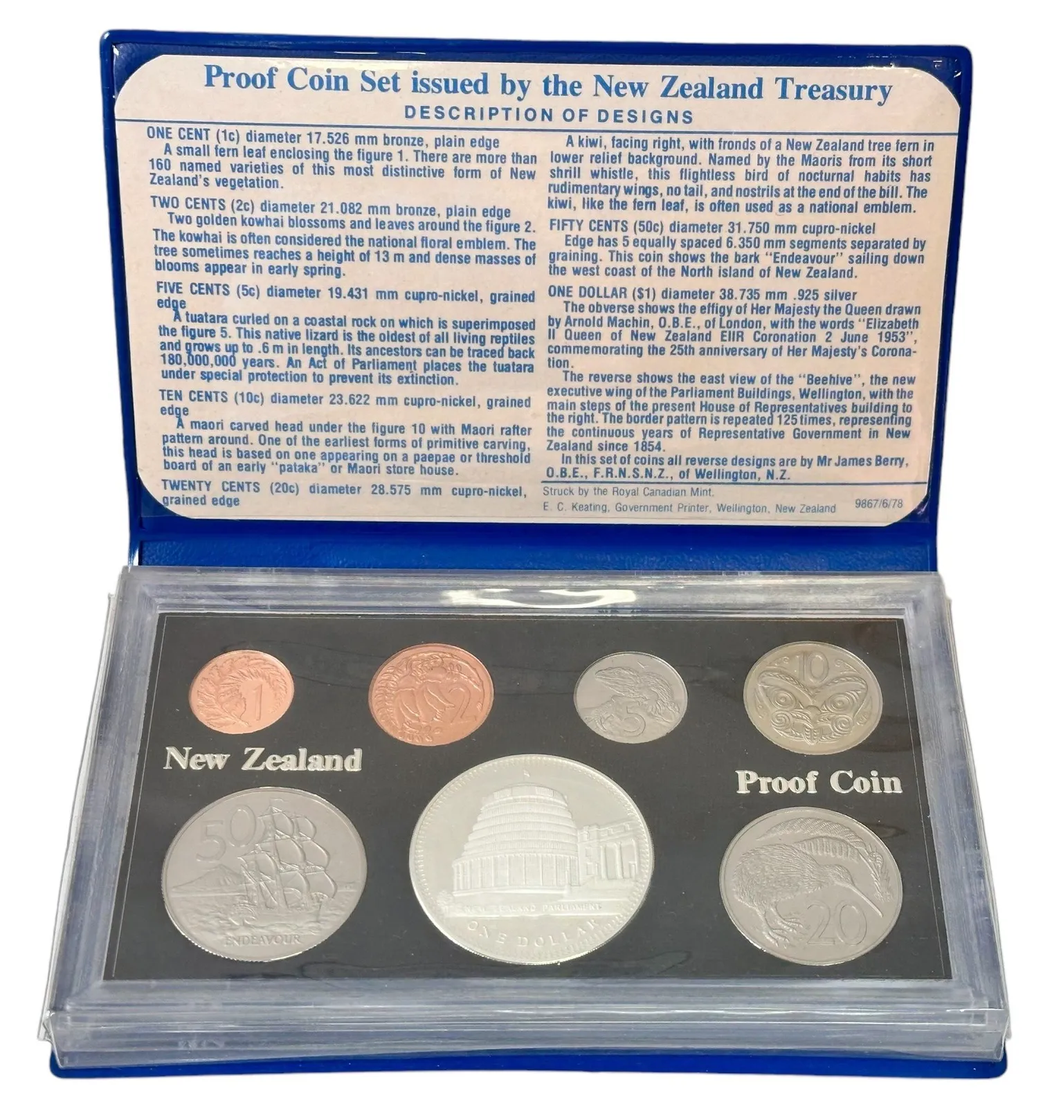 Nový Zéland, Sada oběžných mincí 1978 PROOF