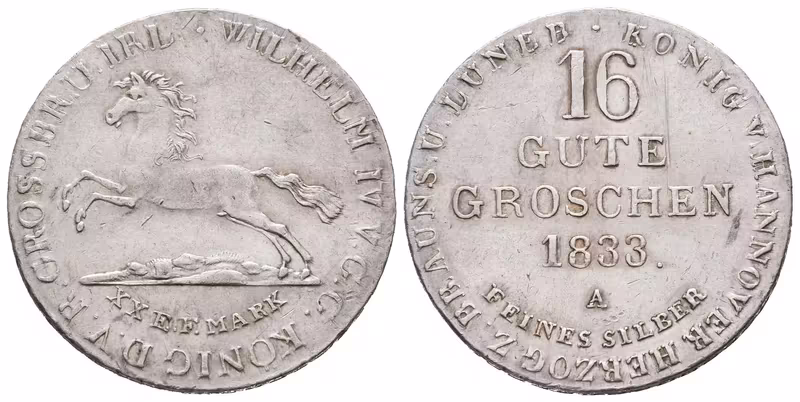 Hannover, 16 Grosů 1833 A