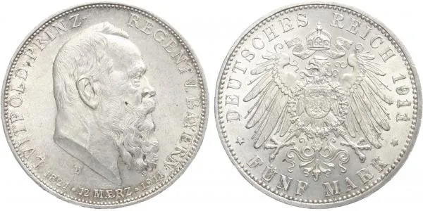 Bavorsko, 5 Marka 1911 D