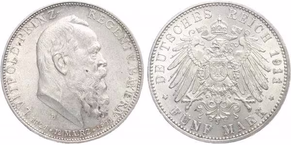 Bavorsko, 5 Marka 1911 D
