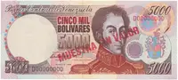 Venezuela, 5000 Bolivares 1998, anulát - MUESTRA SIN VALOR, P.78cs