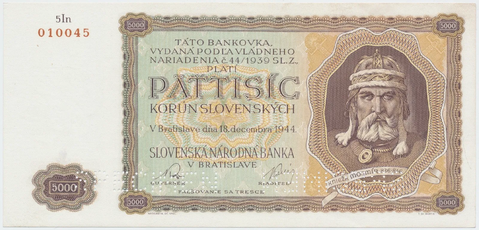 5000 Koruna 1944, série 1Ha, 5In, Hej.N3.S2