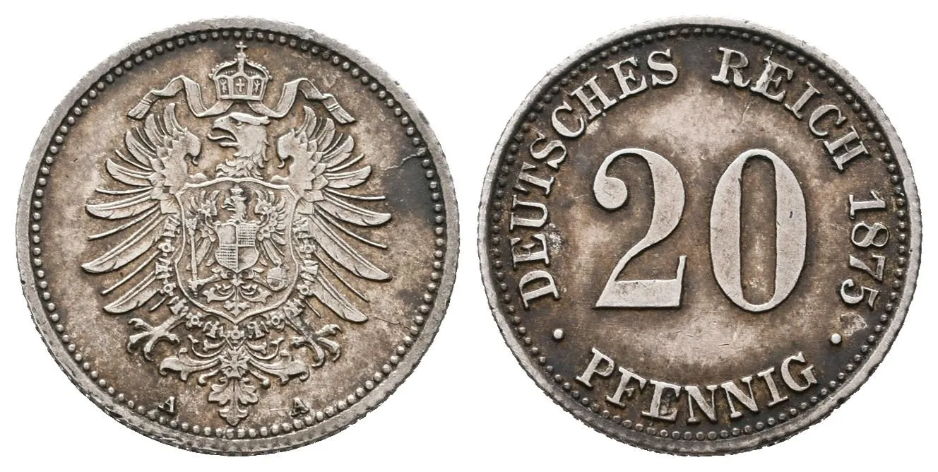 20 Pfennig 1875 A, luxusní zachovalost