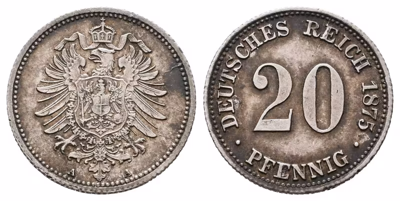 20 Pfennig 1875 A, luxusní zachovalost