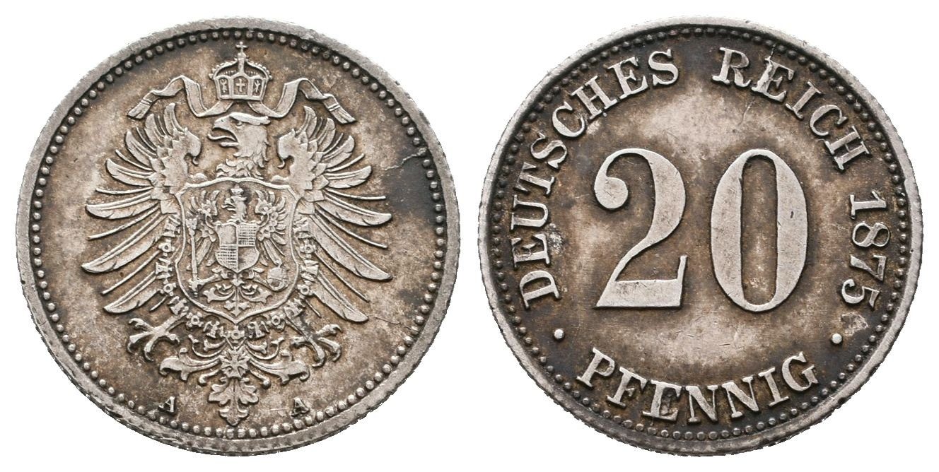 20 Pfennig 1875 A, luxusní zachovalost