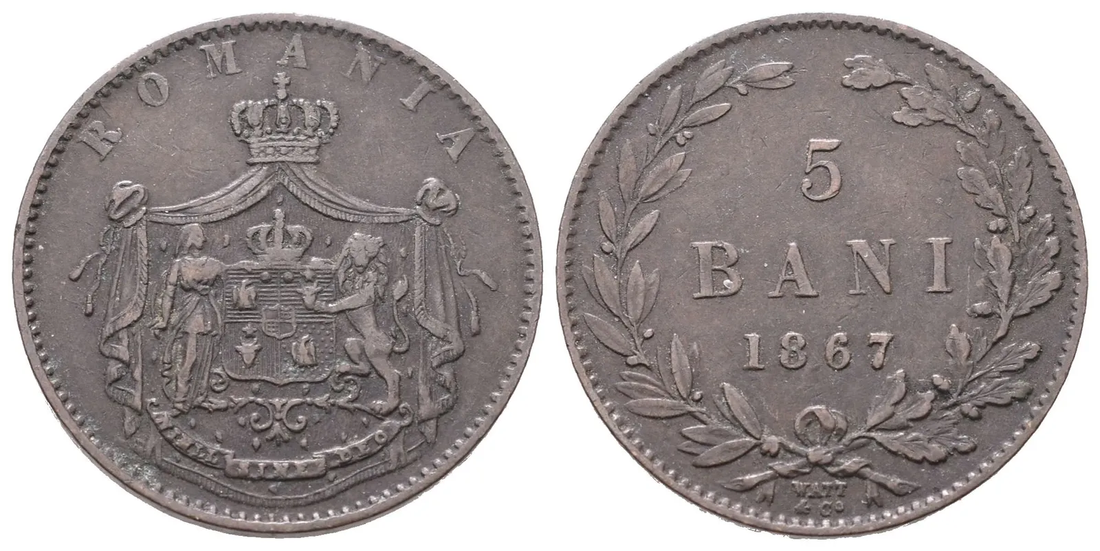 Rumunsko, 5 Bani 1867