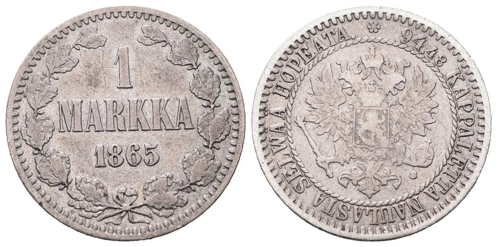 Finsko pod Ruskem, 1 Markka 1865 S
