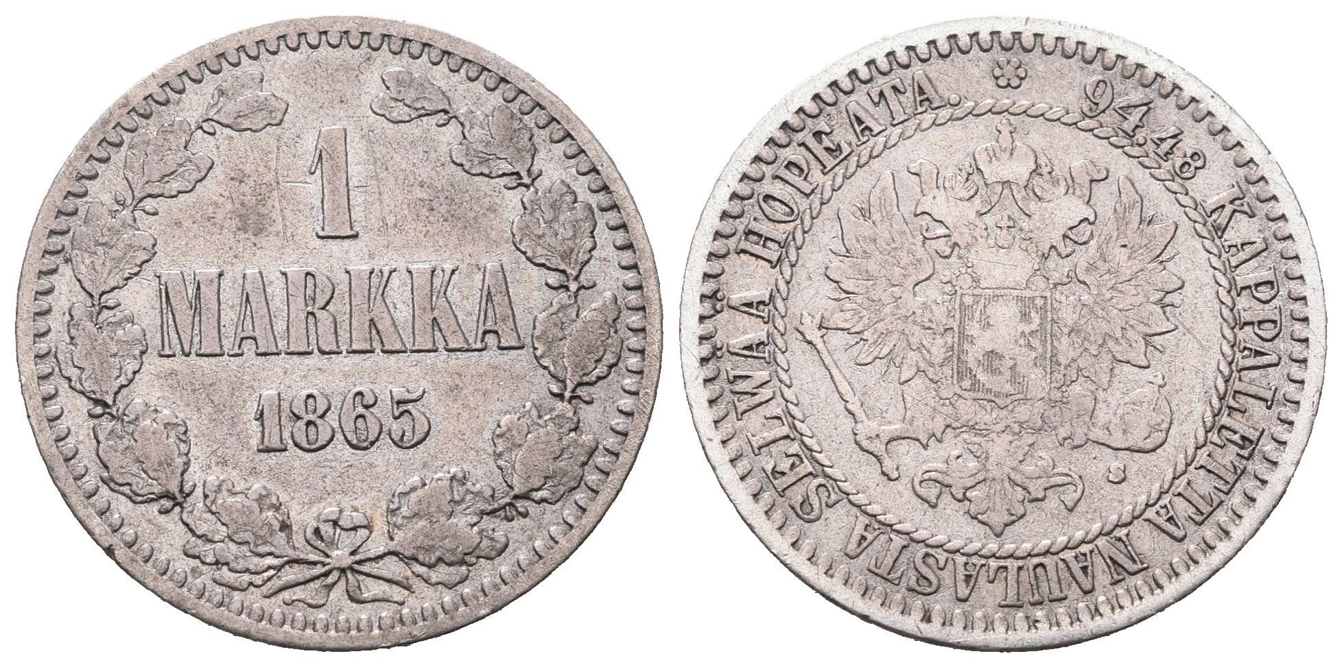 Finsko pod Ruskem, 1 Markka 1865 S