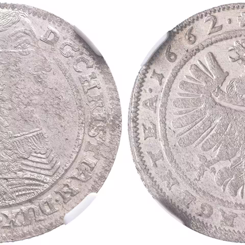XV Krejcar 1662, Sa.429, Kop.5434, etue NGC, hodnocení MS 62, TOP POP!,