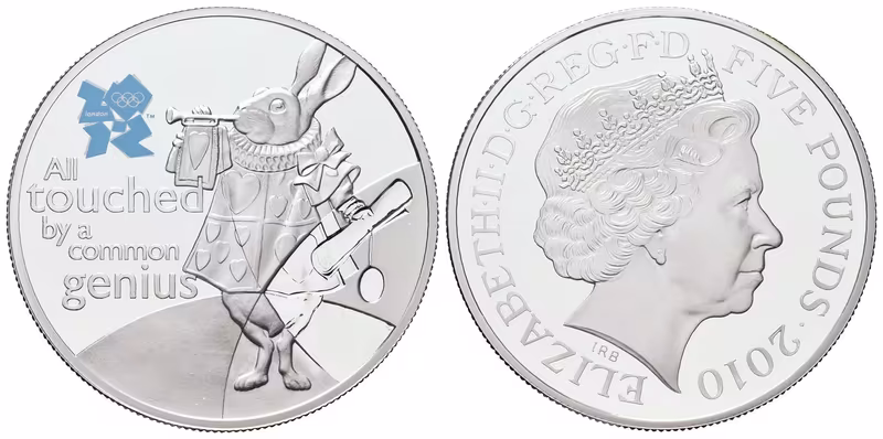 Velká Británie, 5 liber 2010  OH Londýn - Bílý králík