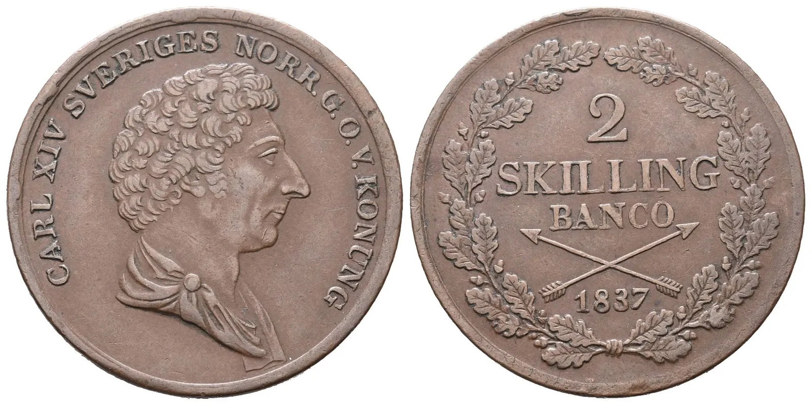 Švédsko, 2 Šilink 1837