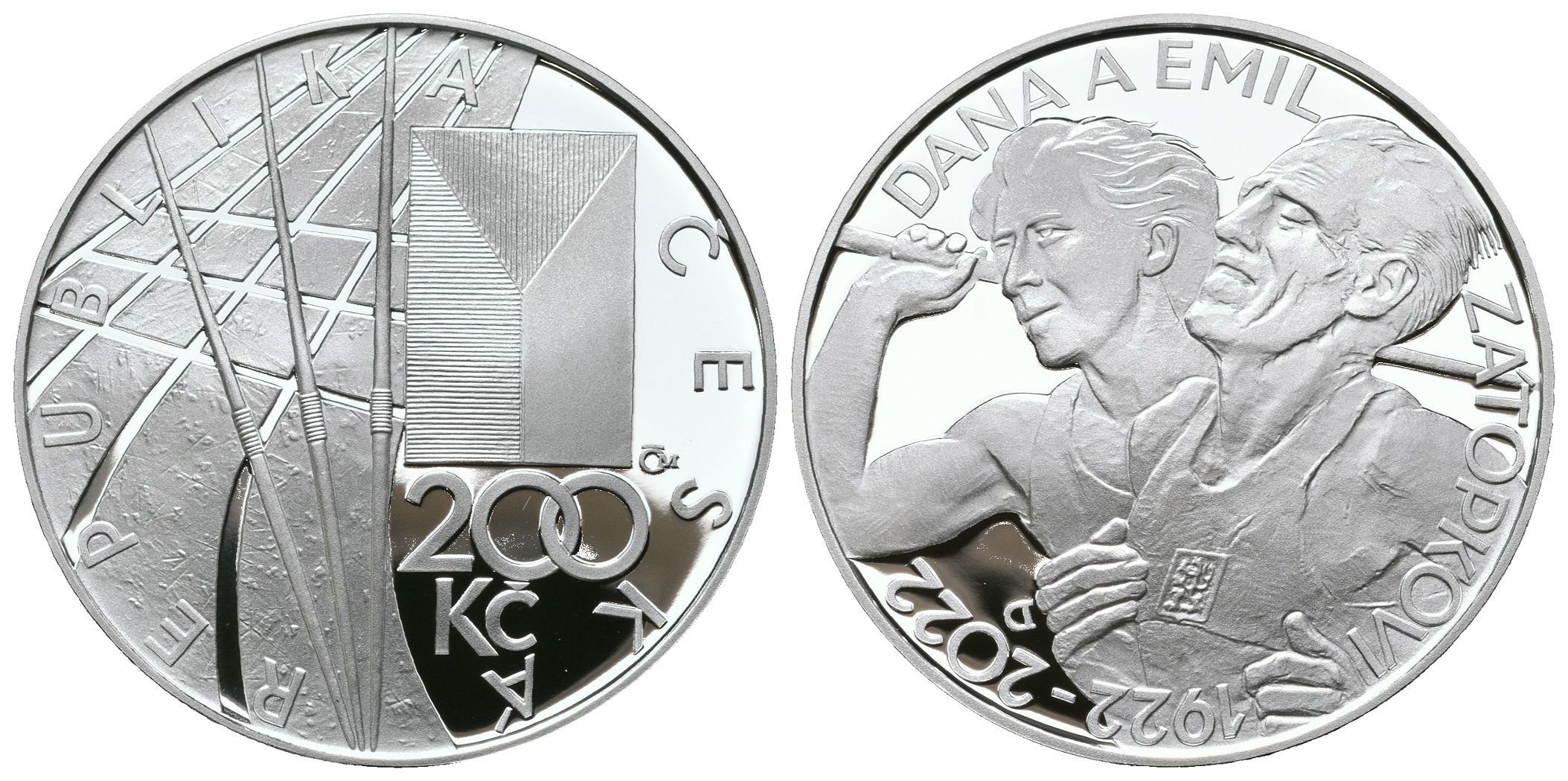 200 Kč 2022 - Dana a Emil Zátopkovi, PROOF-bez certifikátu