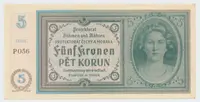 Protektorát Čechy a Morava, 5 Koruna b.d. (1940), tisk Pardubice, série P, Hej.31d
