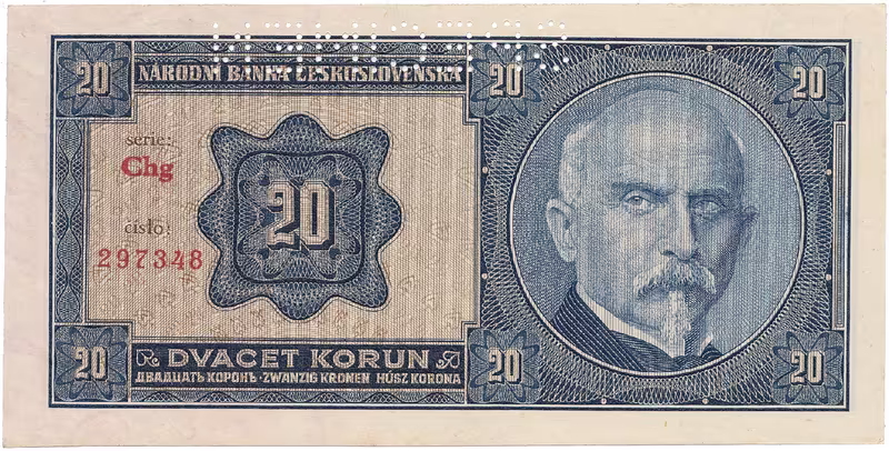 20 Koruna 1926, série Chg, SPECIMEN, Hej.21c2.S1