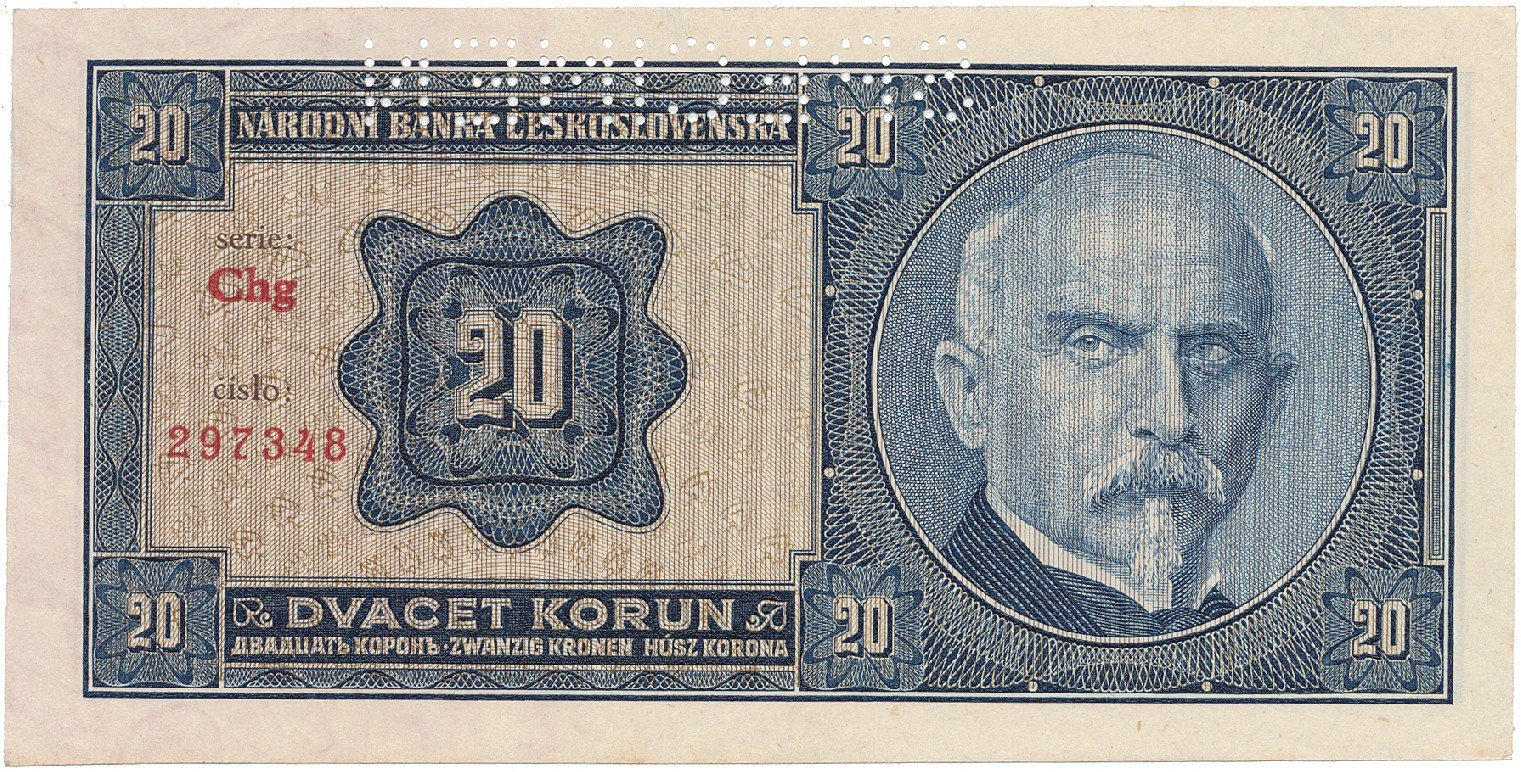 20 Koruna 1926, série Chg, SPECIMEN, Hej.21c2.S1
