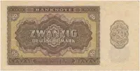 Německo - NDR, 20 DM 1948, tisk NDR (1952), 7-místný číslovač, Ros.344d - fotografie 2