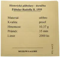 Replika - Historický 1/2 tolar - Rudolf II. 1595 - fotografie 2