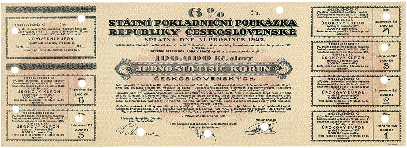 Státní pokladniční poukázky, 1919 - 1939 — 1