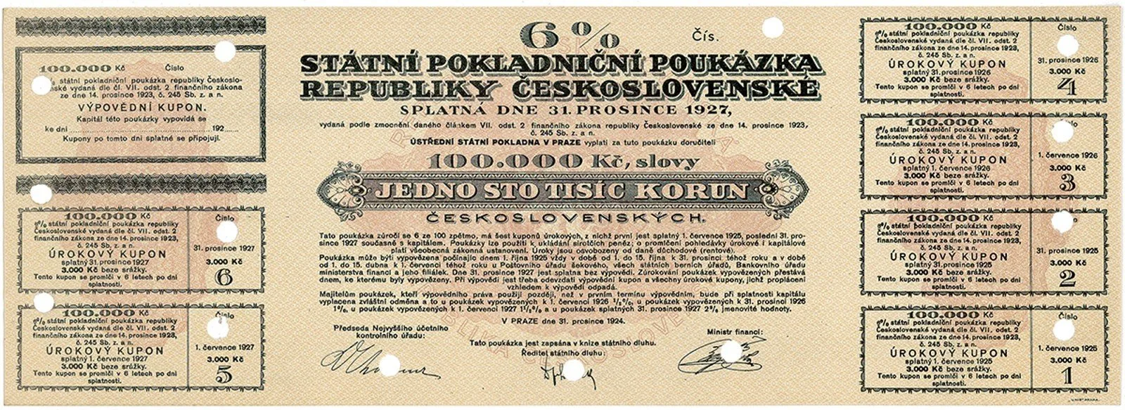 Státní pokladniční poukázky, 1919 - 1939 — 1
