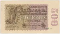 Německo, 500 Millionen Mark 1923, vodoznak Hakensterne, Ro.109d