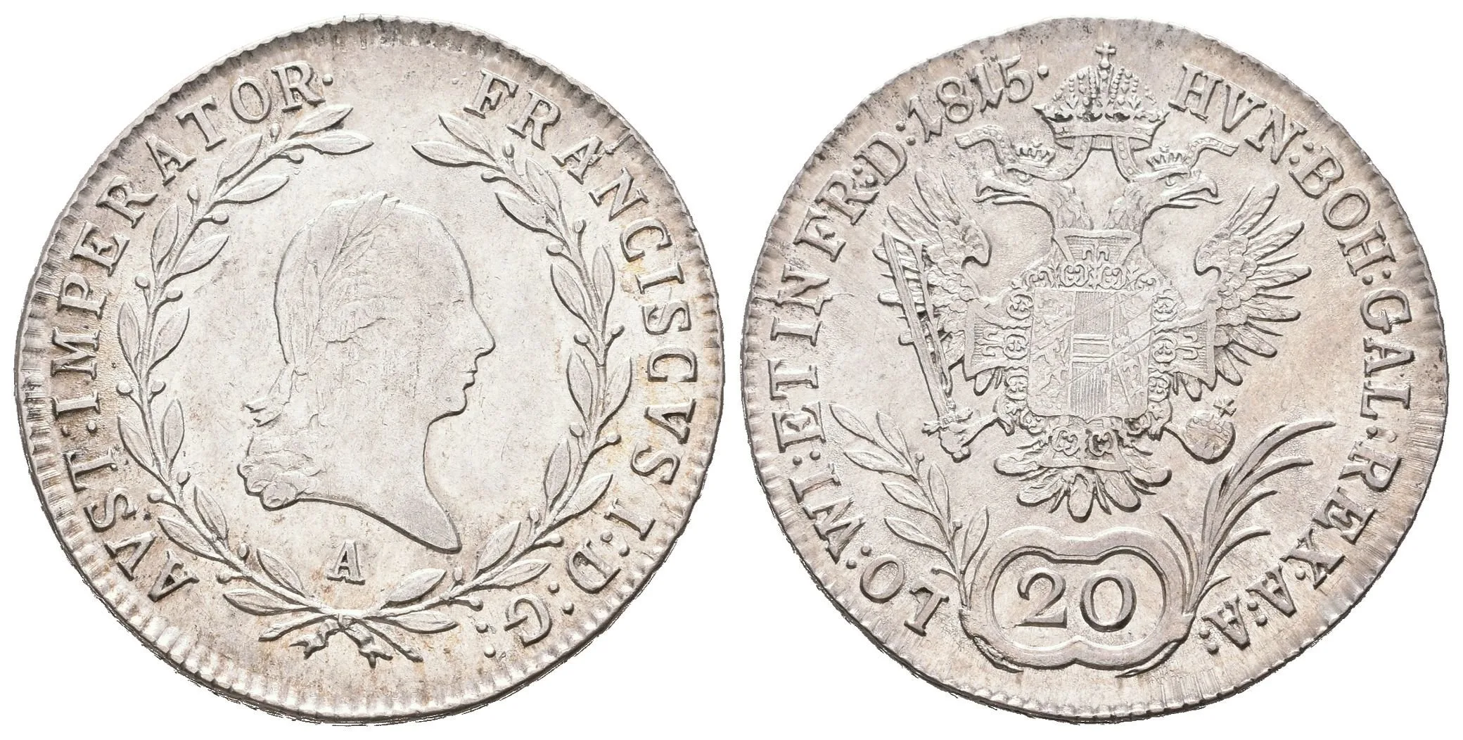 20 Krejcar 1815 A, pěkná zachovalost, patina, just. — 1