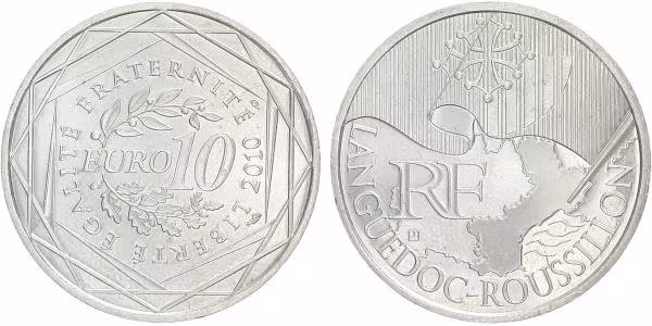 10 Euro 2010 - Languedoc - Roussillon - Ag 0,900, 29 mm (10 g)