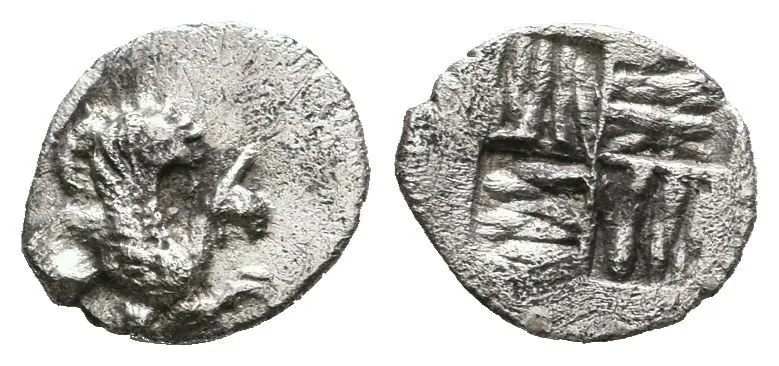 AR Tetartemorion, 475 - 465 př. Kr., Sedící Gryf zprava / Quadratum incusum, SNG Kayhan 600, — 1