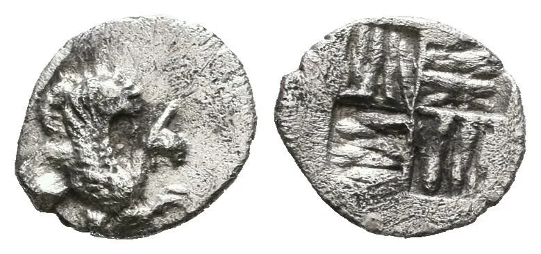 AR Tetartemorion, 475 - 465 př. Kr., Sedící Gryf zprava / Quadratum incusum, SNG Kayhan 600, — 1