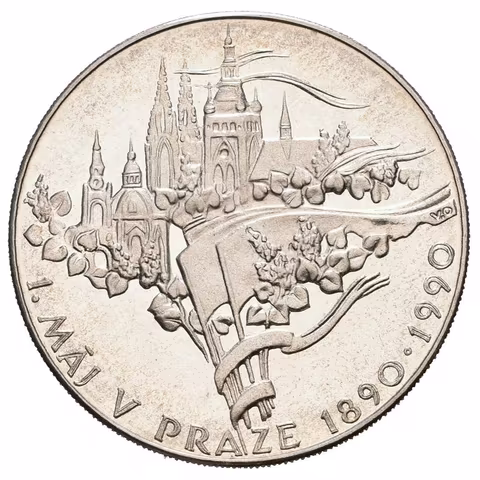 100 Kčs 1990 - 1. máj, puncovaná "SBČS - 500", pův. etue,