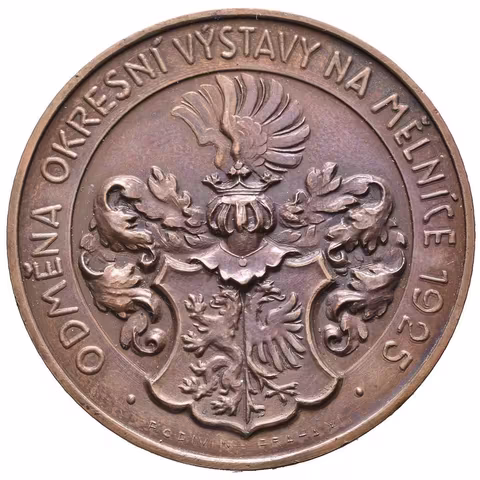 AE Medaile 1925 (Podivín) - Odměna okresní výstavy na Mělníce. Cu 42 mm,