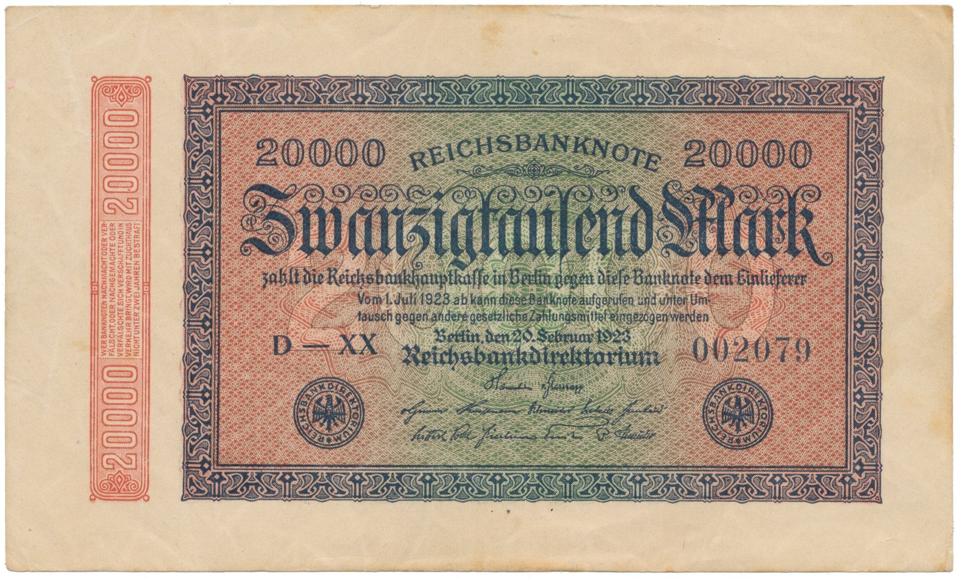 Německo, 20000 Mark 1923, Ro.84h