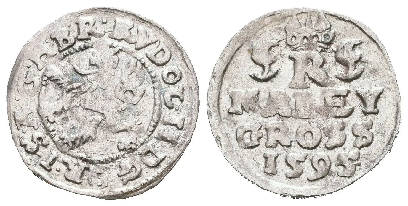 Malý groš 1595, České Budějovice-Mattighofer, HN.28a (opis 7a), — 1