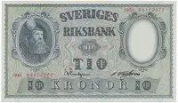 Švédsko, 10 Kronor 1951, červený číslovač, P.40l