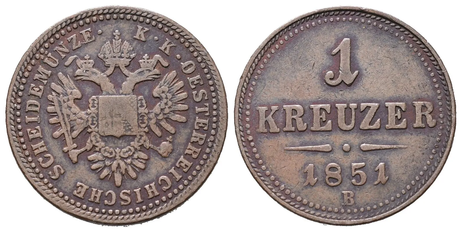 1 Krejcar 1851 B